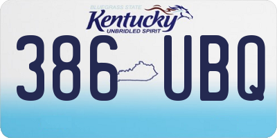 KY license plate 386UBQ