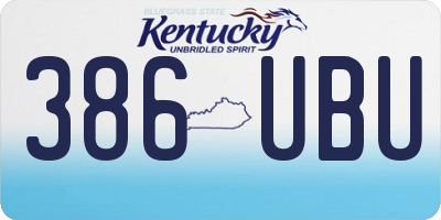KY license plate 386UBU