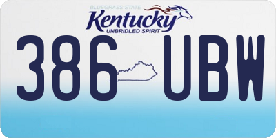 KY license plate 386UBW