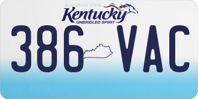 KY license plate 386VAC