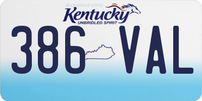 KY license plate 386VAL