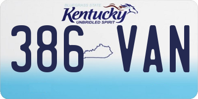 KY license plate 386VAN