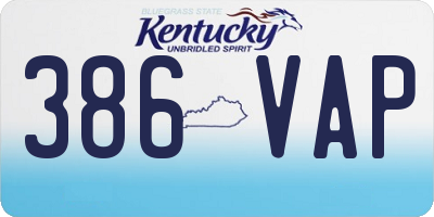KY license plate 386VAP