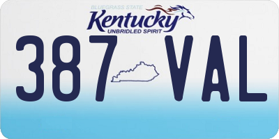 KY license plate 387VAL