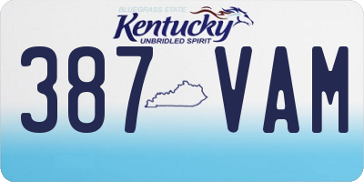 KY license plate 387VAM