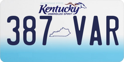 KY license plate 387VAR