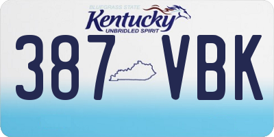 KY license plate 387VBK