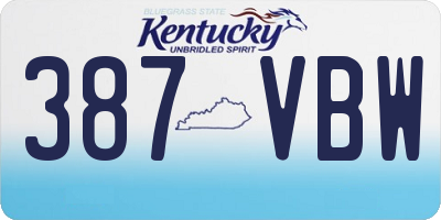 KY license plate 387VBW