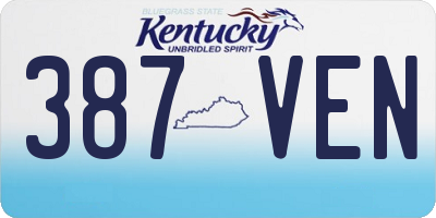 KY license plate 387VEN