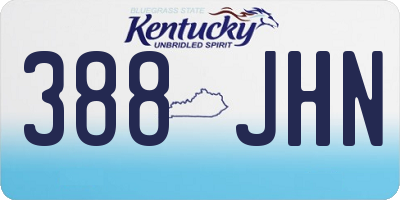KY license plate 388JHN