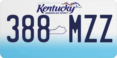 KY license plate 388MZZ