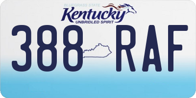 KY license plate 388RAF