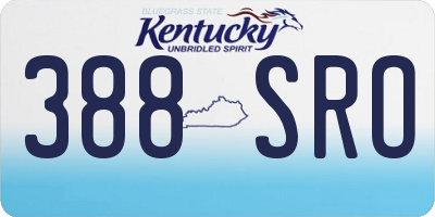 KY license plate 388SRO