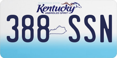 KY license plate 388SSN