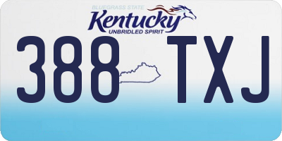 KY license plate 388TXJ