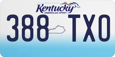 KY license plate 388TXO