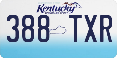 KY license plate 388TXR
