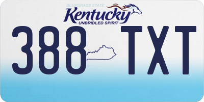 KY license plate 388TXT