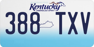 KY license plate 388TXV