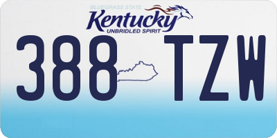 KY license plate 388TZW