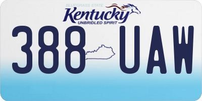 KY license plate 388UAW