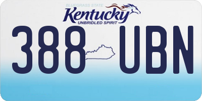 KY license plate 388UBN