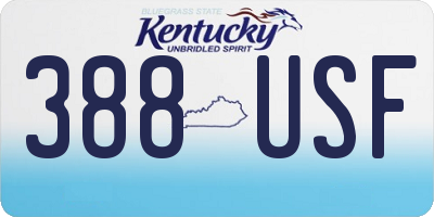 KY license plate 388USF