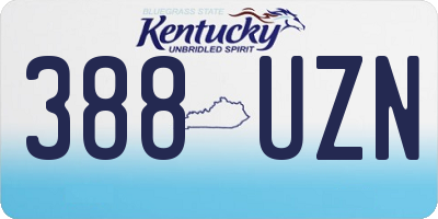 KY license plate 388UZN