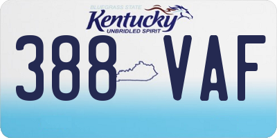 KY license plate 388VAF