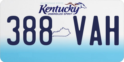 KY license plate 388VAH