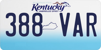 KY license plate 388VAR