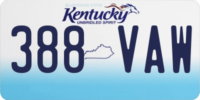 KY license plate 388VAW