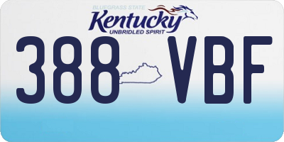 KY license plate 388VBF