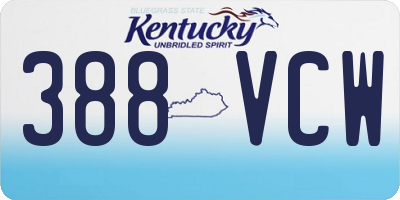 KY license plate 388VCW