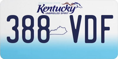 KY license plate 388VDF