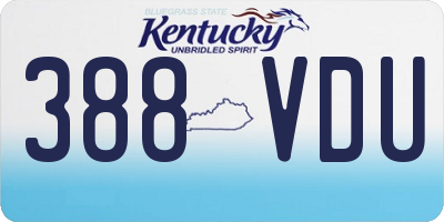 KY license plate 388VDU