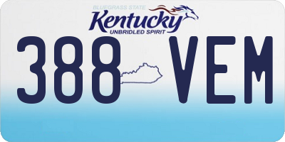 KY license plate 388VEM