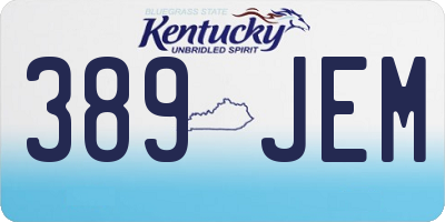 KY license plate 389JEM