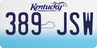KY license plate 389JSW