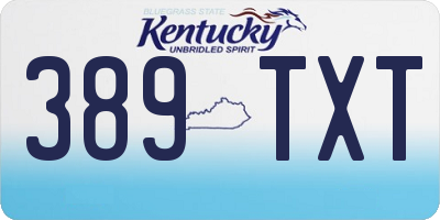 KY license plate 389TXT