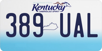 KY license plate 389UAL