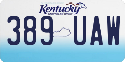 KY license plate 389UAW