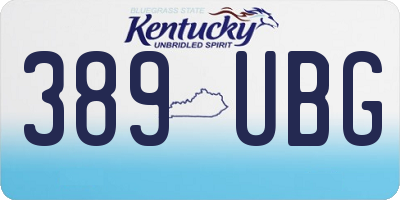 KY license plate 389UBG