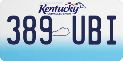 KY license plate 389UBI