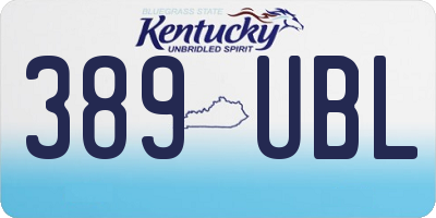 KY license plate 389UBL