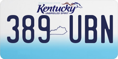 KY license plate 389UBN