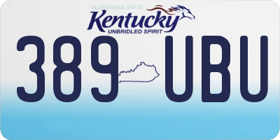 KY license plate 389UBU