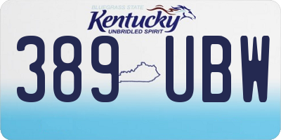 KY license plate 389UBW