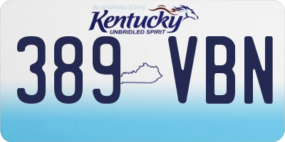 KY license plate 389VBN
