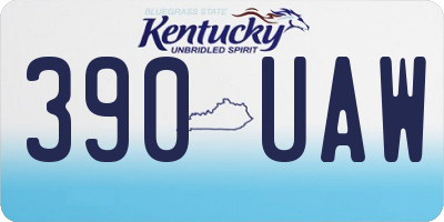 KY license plate 390UAW